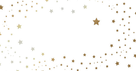 Gold and Silver Stars on White Background