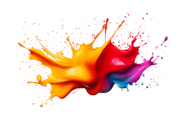 Dynamic colorful paint splash, exploding of colors Isolated transparent png 