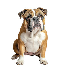 Obraz premium Angled view full body shot of an extremely perfect looking single English Bulldog isolated on a white transparent background