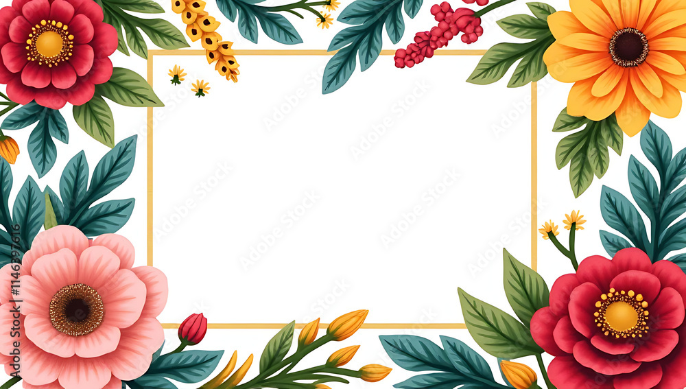 Aufkleber colorful floral background design adds a vibrant touch to a picture frame with a decorative twist._0