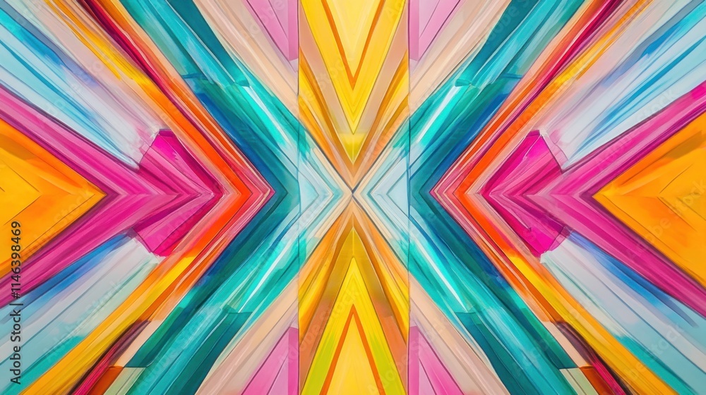 Poster a vibrant abstract design featuring colorful geometric shapes and patterns.
