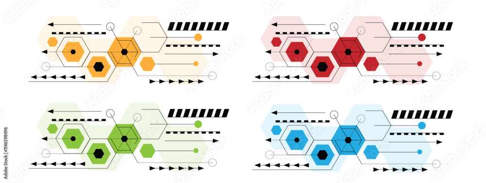 Poster high technology and electricity hexagon geometric shapes background. graphic design elements and res