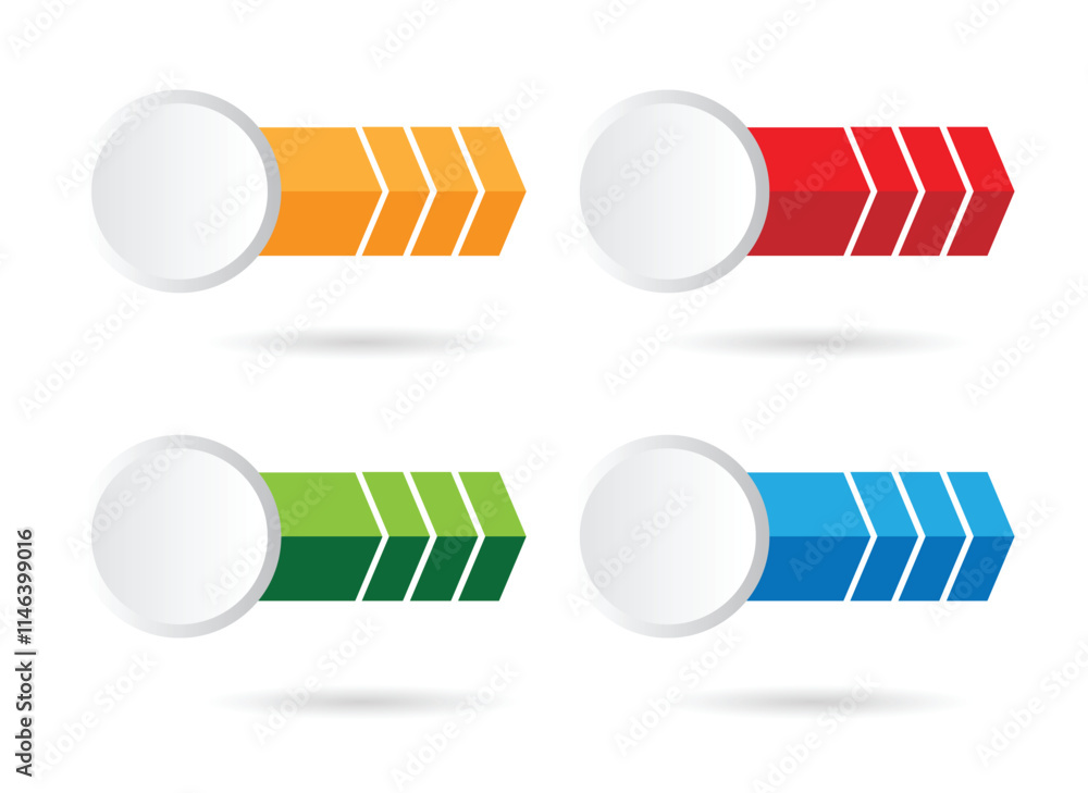 Poster round banner with colorful arrow info graphics element different colors. graphic design elements and