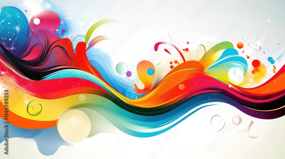 Aufkleber a vibrant abstract design featuring colorful swirls and shapes, emphasizing creativity and energy.