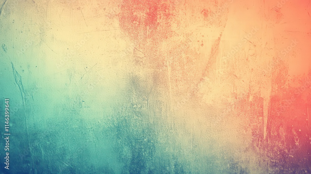Poster a retro gradient background with soft tones, shifting from dusty oranges to cool blues, covered with