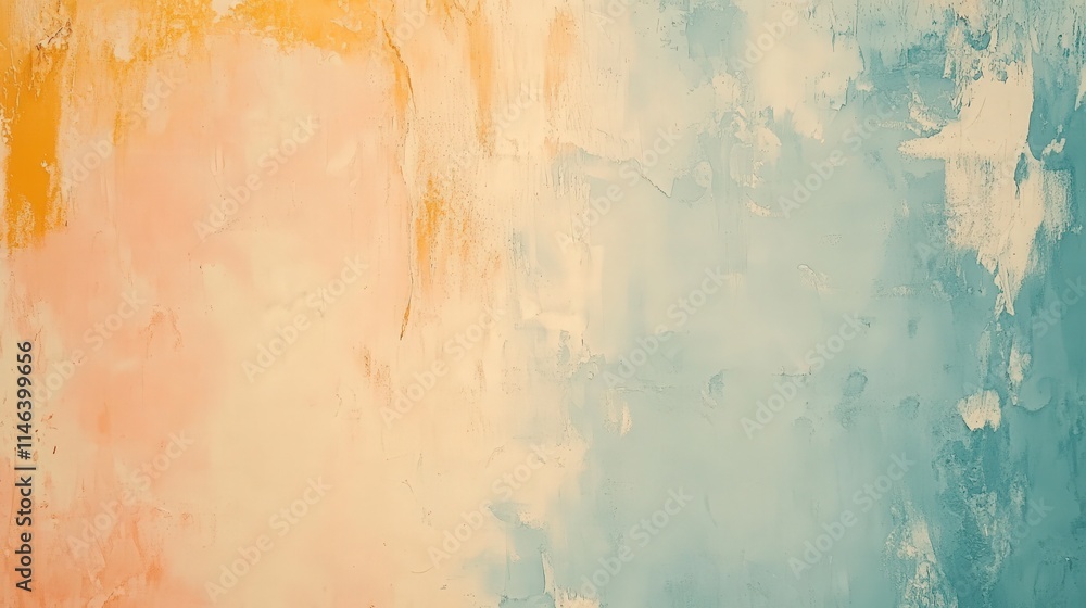 Poster a retro gradient background with soft tones, shifting from dusty oranges to cool blues, covered with