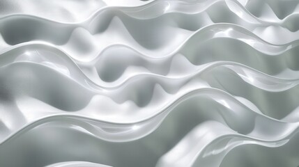 Obraz premium a seamless 3D wave pattern in white, undulating smoothly across the surface. Light catches each crest,