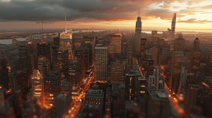 Obraz premium View Over City, Warm Brown Tones .