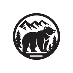 Black Color Bear silhouette design Vector Illustration, Solid White Background 11.eps