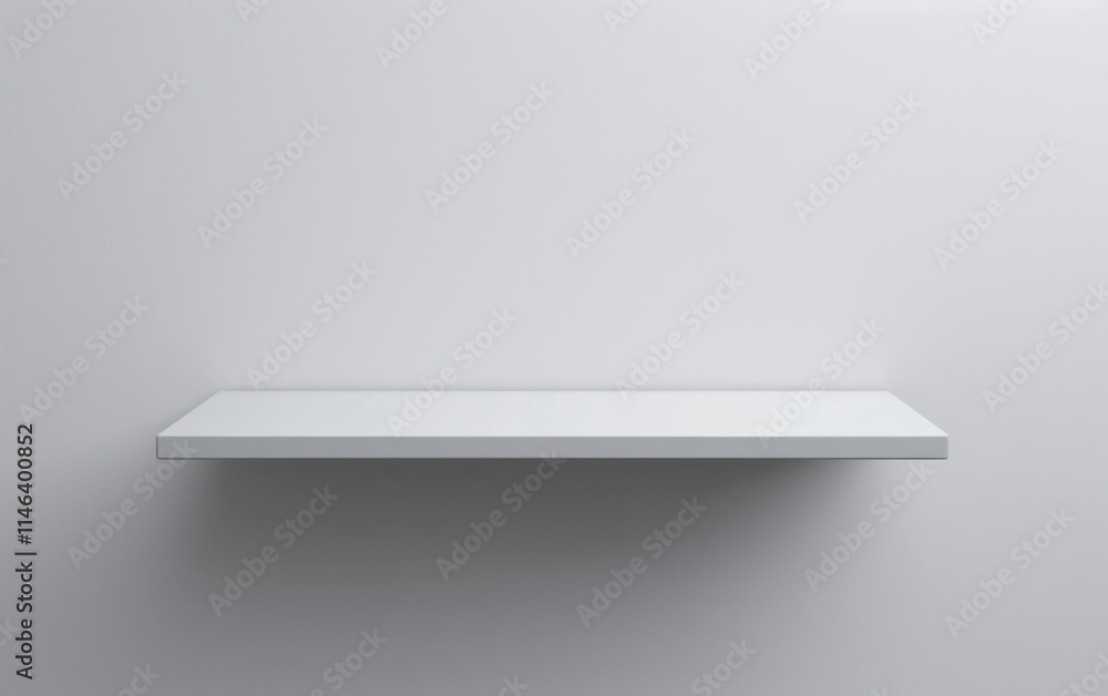 Poster floating shelf in a light color set against a plain wall emphasizing simplicity and modern design.