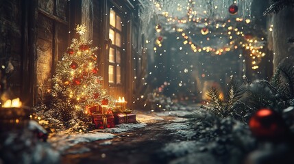 Obraz premium Beautiful Christmas Card with 8K Realistic Lighting and Highly Detailed Design