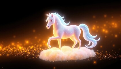 4K HD Wallpapers Glowing Unicorn With A Shining Mane, Standing On A Digital Cloud Of Sparkling Stars. Desktop Wallpaper HD. HD Backgrounds