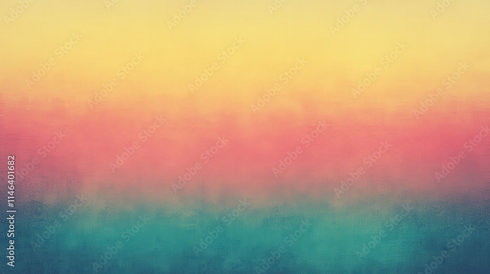 Poster a smooth gradient background with retro colors, transitioning from deep blues to faded pinks, layere