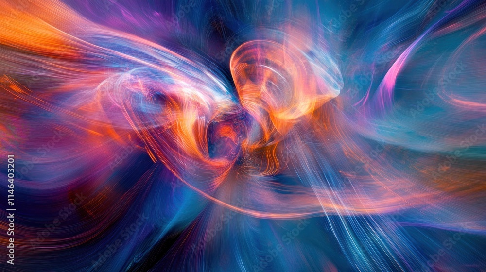 Aufkleber a vibrant abstract swirl of colors depicting motion and energy in a cosmic-like scene.