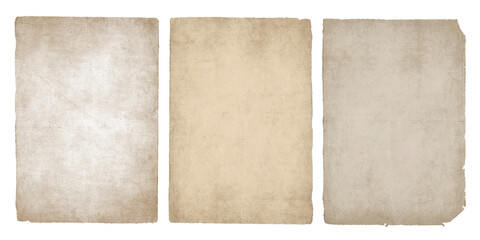 Vintage old paper texture set. Antique worn faded torn ripped parchment background