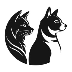 Elegant Silhouette Of A Cat And Dog Vector Illustration
