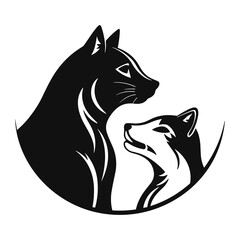 Elegant Silhouette Of A Cat And Dog Vector Illustration