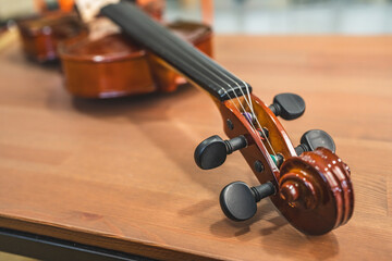 violin on a bright desk