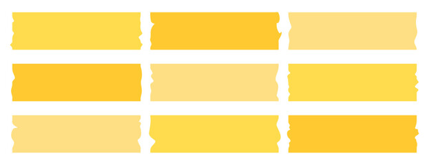 Set of yellow adhesive tape, washi, mini tape vector stickers