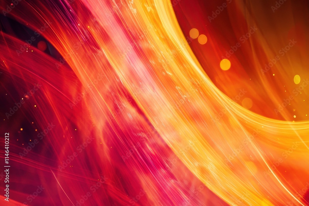 Poster abstract vibrant background with flowing lines of red, orange, and pink colors creating a dynamic an