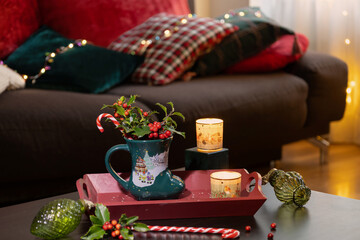 christmas decor in red and green colors indoor