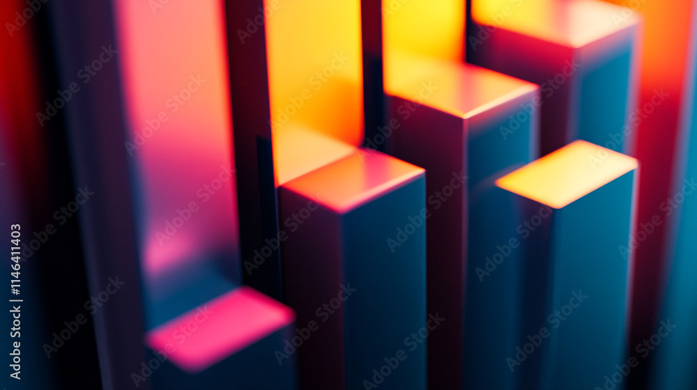 Poster colorful geometric shapes create vibrant patterns in abstract artwork.