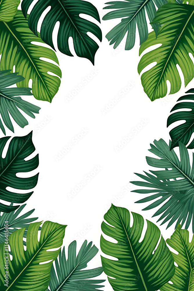 Aufkleber a lush tropical leaf pattern serves as a beautiful and vibrant background element in an illustration