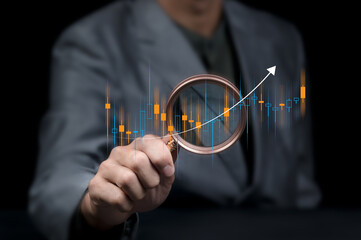 Business growth, planning and strategy, Stock market, progress or success concept. Businessman or...