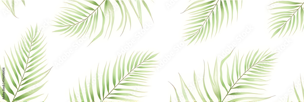 Aufkleber A fern leaf pattern is created on a white background in this tropical botanical illustration of natural elements and design concepts._00002_