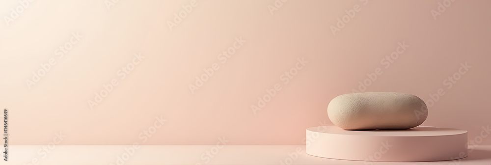 Poster A display platform showcasing a top sandstone product on a soft pastel colored background for visually appealing presentation purposes._00003_