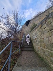 Treppe zum Schloss Quedlinburg in Quedlinburg, Sachsen - Anhalt