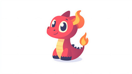 Fototapeta premium Adorable Baby Dragon Illustration Digital Art Cartoon Fantasy Creature