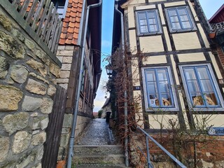 eine wunderschöne Gasse in Quedlinburg, Sachsen - Anhalt