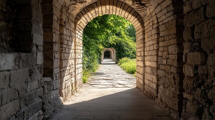 Classic stone arches from ancient ruins, placed symmetrically for a historical atmosphere imagine abstract expressionism,