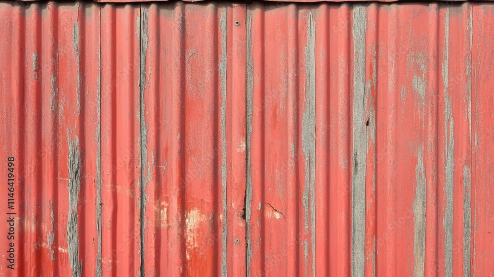 Poster a weathered red corrugated metal surface with visible wear and texture.