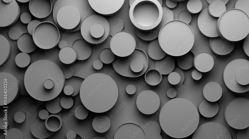 Aufkleber Abstract arrangement of gray circles in varying sizes and depths, creating a textured pattern.
