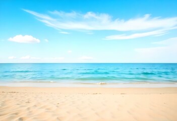 Obraz premium A sandy beach with a clear blue ocean and sky in the background