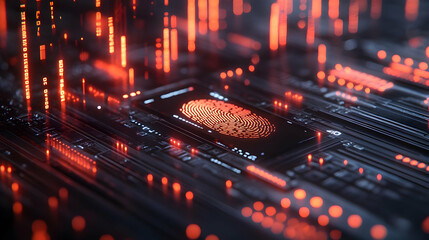 Cybersecurity Fingerprint Scan 3D Illustration