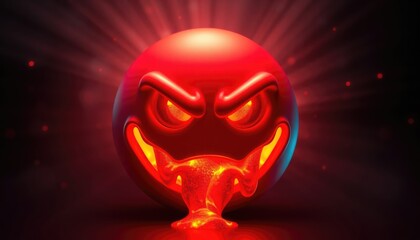 4K HD Wallpapers Angry Emoji With Molten Lava Flowing Down Its Face, Surrounded By Flickering Light Rays. Desktop Wallpaper HD. HD Backgrounds