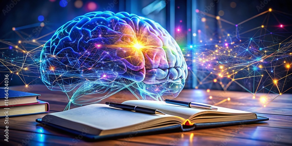 Poster ai brainpower: double exposure of neural networks & workspace