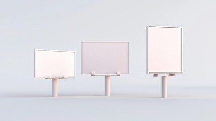 Obraz premium Empty urban billboards in various shapes and perspectives, ready for advertisements imagine minimalist vector art,