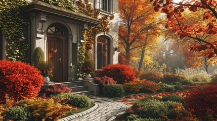 Autumn Splendor: A Colorful Front Yard Decoration for the Holiday Season