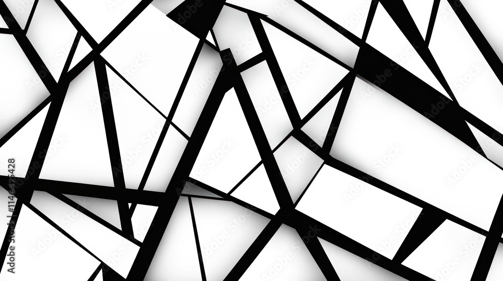 Aufkleber Abstract black and white geometric pattern with intersecting shapes.