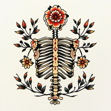 Tribal Back tattoo flash illustration