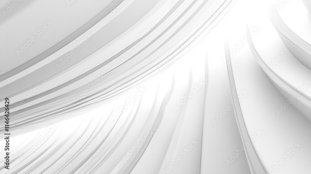 Poster abstract swirling patterns in white tones with soft lighting effects.