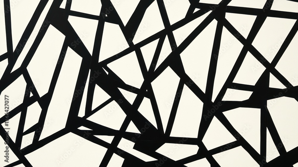 Poster Abstract black geometric lines on a light background, creating a dynamic visual pattern.