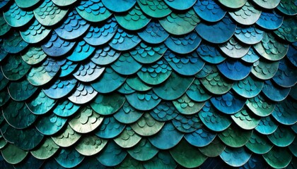 Fish scale texture with shimmering blue and green hues for depth