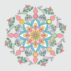 Colorful Floral Mandala vector art illustration