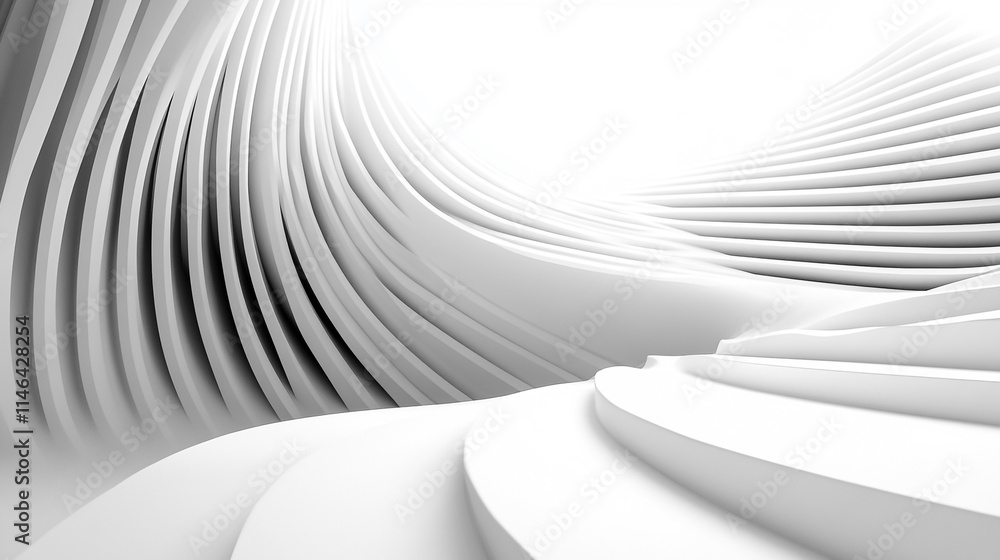 Poster abstract white wave forms create a serene and modern artistic environment.