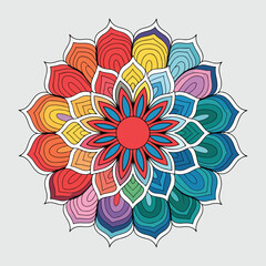 Colorful Floral Mandala vector art illustration